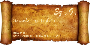 Szapáry Irén névjegykártya